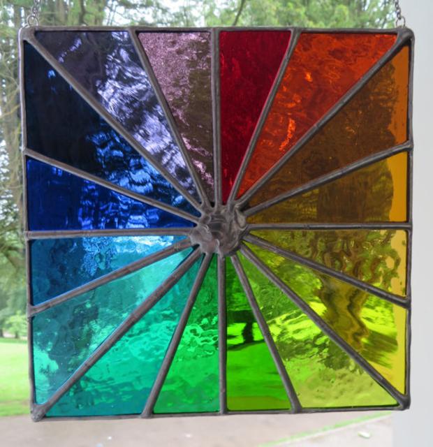 Spectrum Square! Beautiful Multicoloured Rainbow Stained Glass Suncatcher