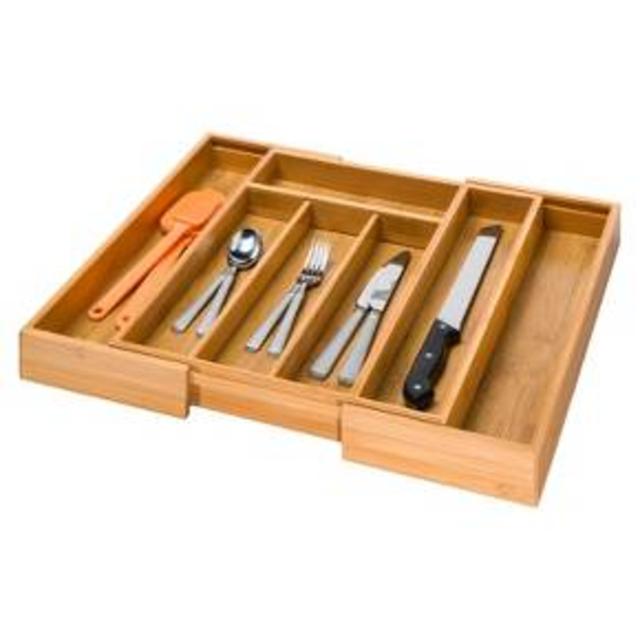 Honey-Can-Do Bamboo Expandable Cutlery Tray - Bamboo