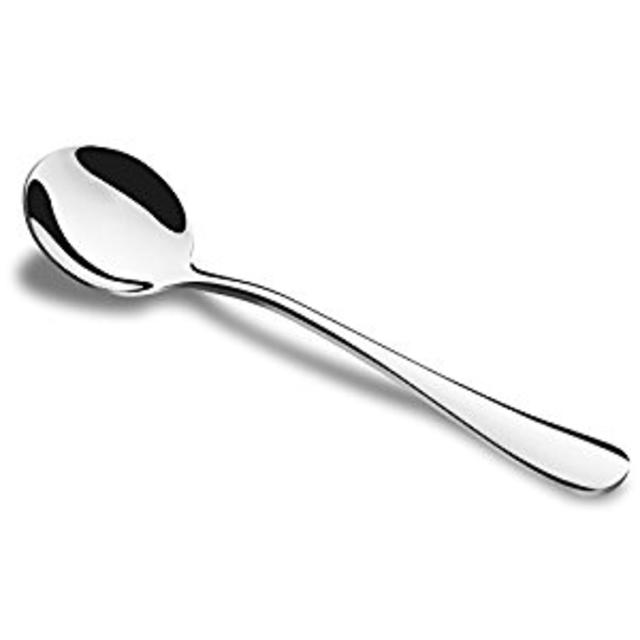 Hiware 12-piece 18/10 Stainless Steel Soup Spoons / Round Bouillon Spoons, 6.6 Inches