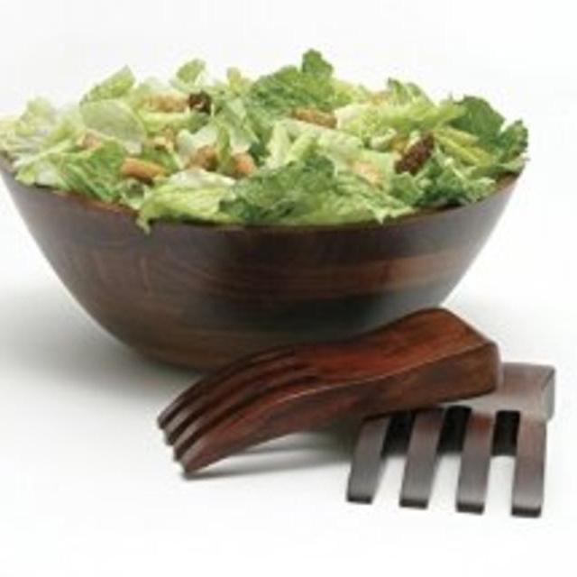 Lipper International (294-3) Large Cherry Wavy Rim Bowl with Salad Hands