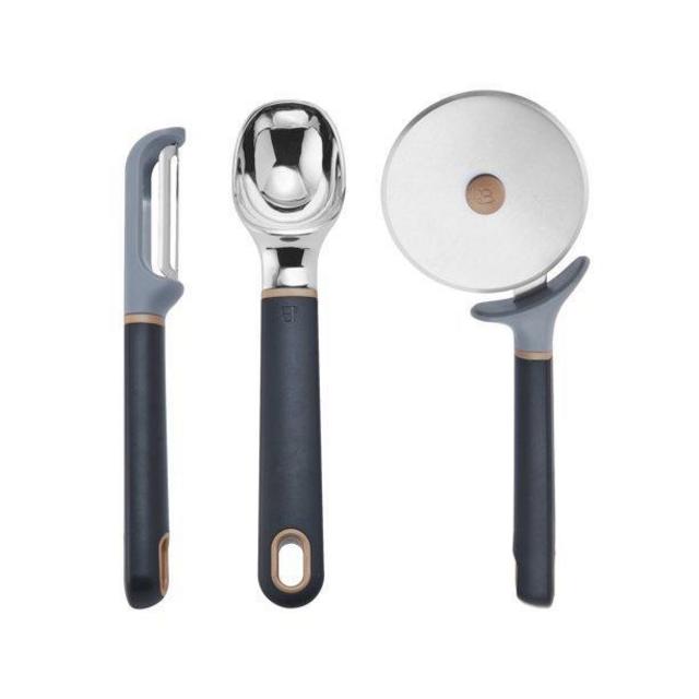 Beautiful Ice Cream Scoop, Pizza Cutter, and Peeler in Black Sesame