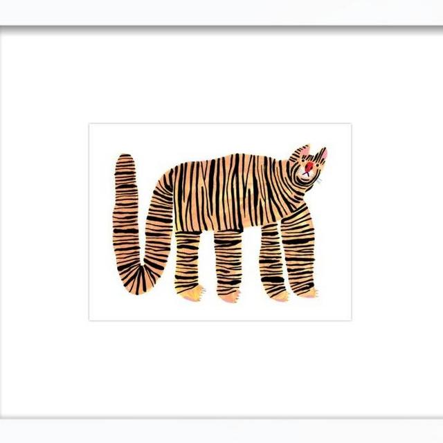 Playroom: Big Cat Print 10x8 White Wood Frame WITH Matte