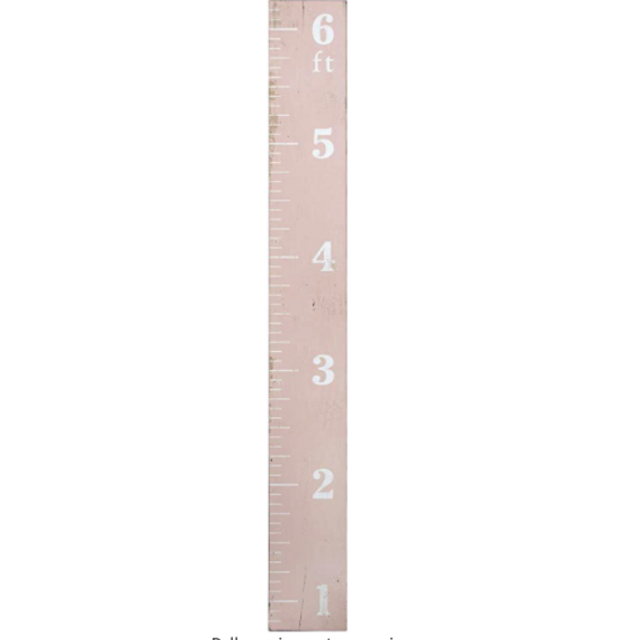 Creative Co-op Growth Chart Ruler Décor Wall Art, Pink