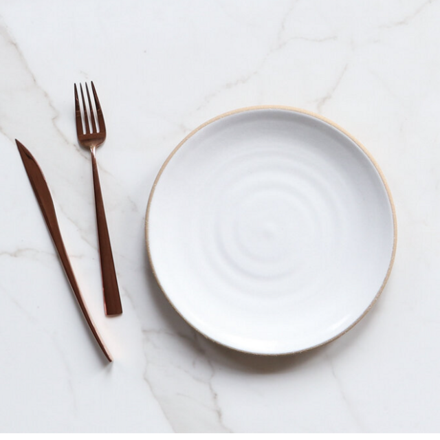 Jono Pandolfi, 8.5" Coupe Salad Plate, Toasted w/ White