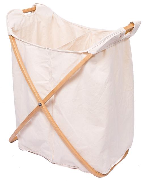 BirdRock Home Double Butterfly Bamboo Hamper | Made of Natural Bamboo | Includes Machine Washable Cotton Canvas Liner | Lightweight for Easy Transportation