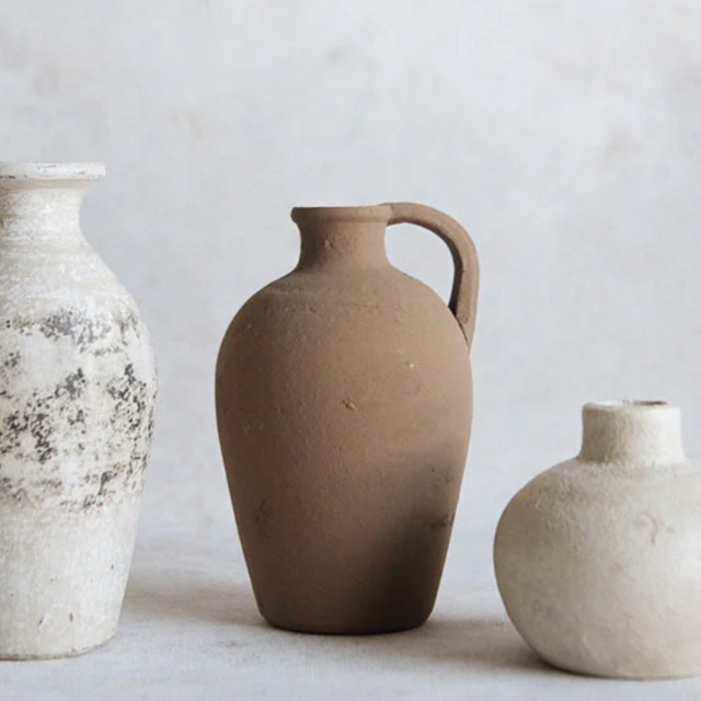 Rustic Clay Vase Trio