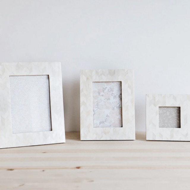 White Pearl Herringbone Picture Frame
