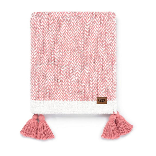 UGGUGG® Leigh Herringbone Cotton Throw (Coral)