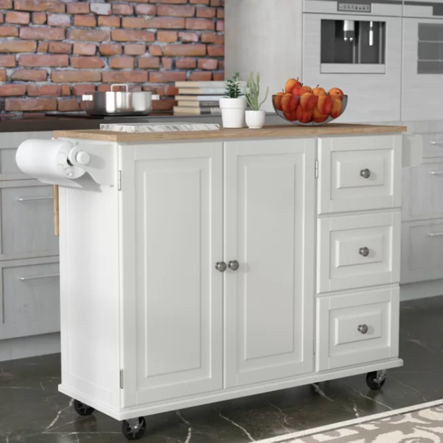 Kuhnhenn Kitchen Cart with Wood Top