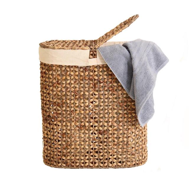 Seville Classics Water Hyacinth Oval Double Hamper, Open Weave