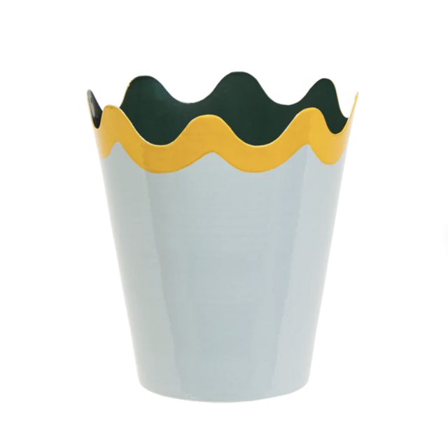 SCALLOP TOLE PLANTER IN BLUE, SMALL