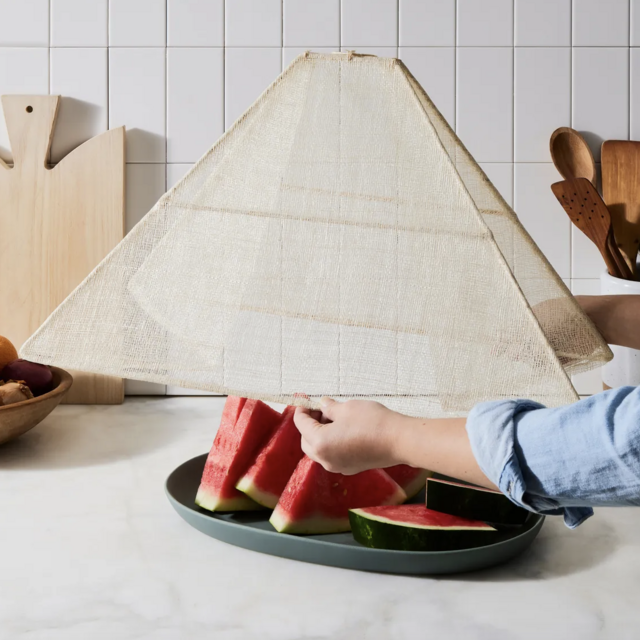 Handmade Collapsible Woven Food Tent - Set of 2 in Cream