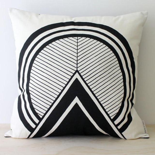 Louvre Jet Black - Hand screen printed Eco cushions 45cm x 45cm