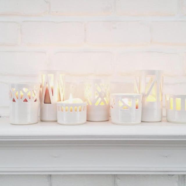 White Candle Holders - Set of 7