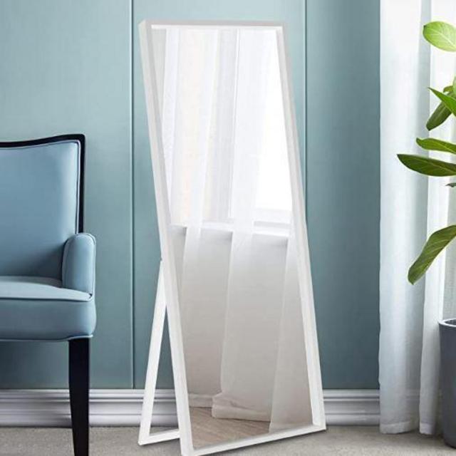 Full Length Mirror on Stand - White