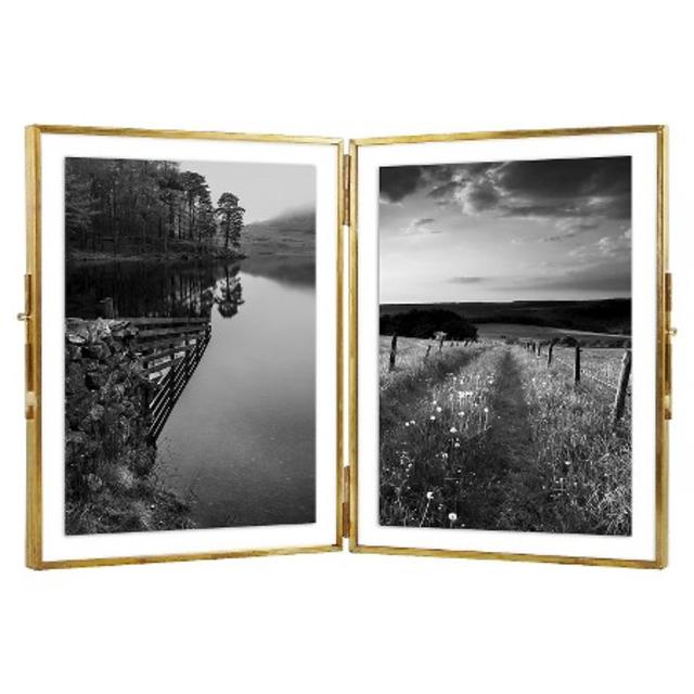 Front-Opening Holds Two 5"x7" Brass Hinged Float Frame