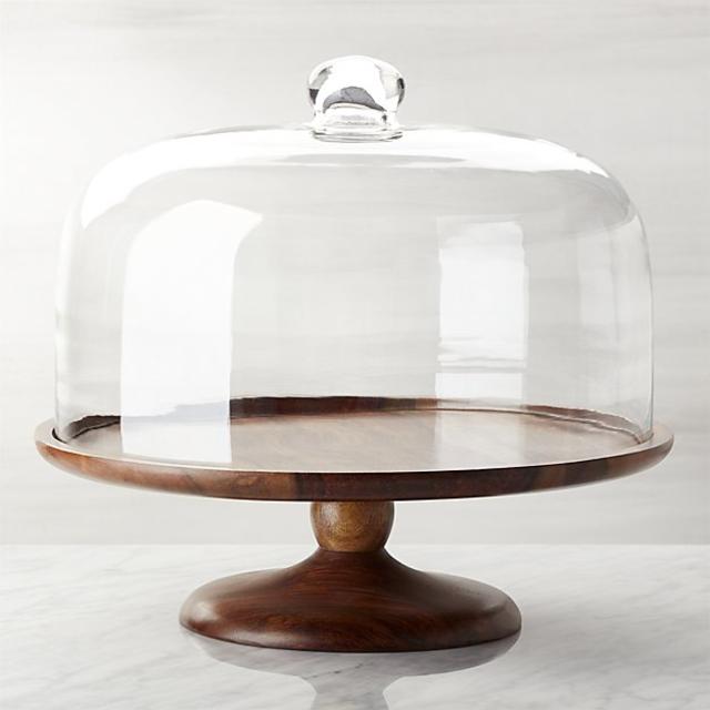 Wood Pedestal Server with Dome