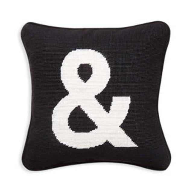 "&" Needlepoint Throw Pillow