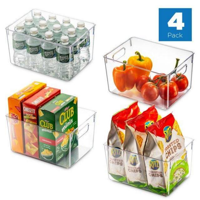 Seseno Set Of 4 Clear Pantry Organizer Bins