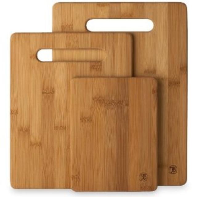 3 Piece Bamboo Cutting Board Set, For Meat & Veggie Prep, Serve Bread, Crackers & Cheese, Cocktail Bar Board