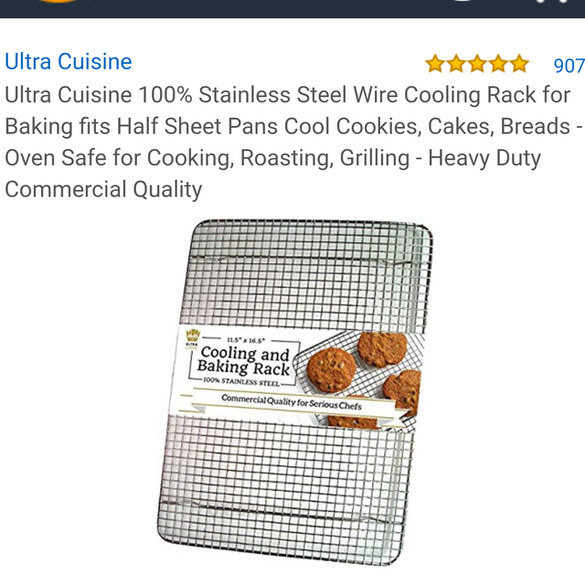 Ultra Cuisine 100% Stainless Steel Wire Cooling Rack for Baking fits Half Sheet Pans Cool Cookies, Cakes, Breads - Oven Safe for Cooking, Roasting, Grilling - Heavy Duty Commercial Quality