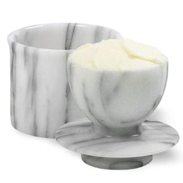 Norpro Marble Butter Keeper, Off-White