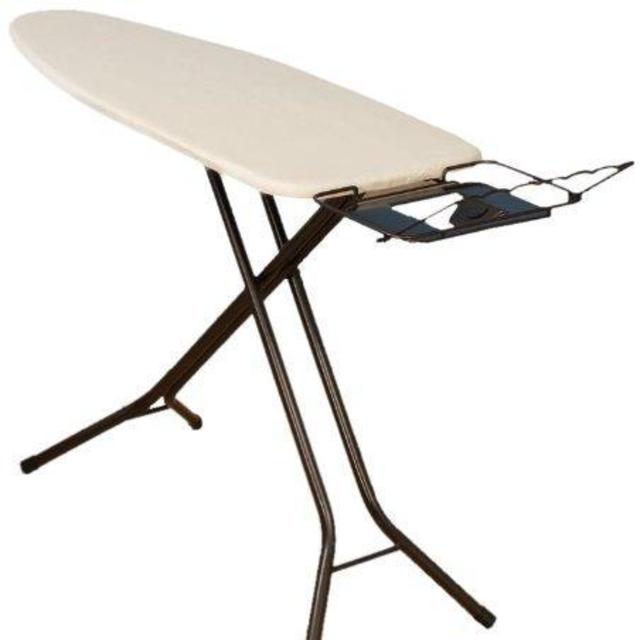 Household Essentials Fibertech Mega Wide Top Bronze Finish 4-Leg Ironing Board with Natural Cotton Cover