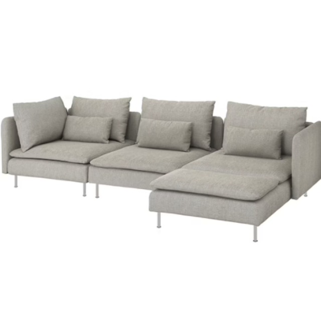 SÖDERHAMN - Sectional, 4-seat, with chaise/Viarp beige/brown