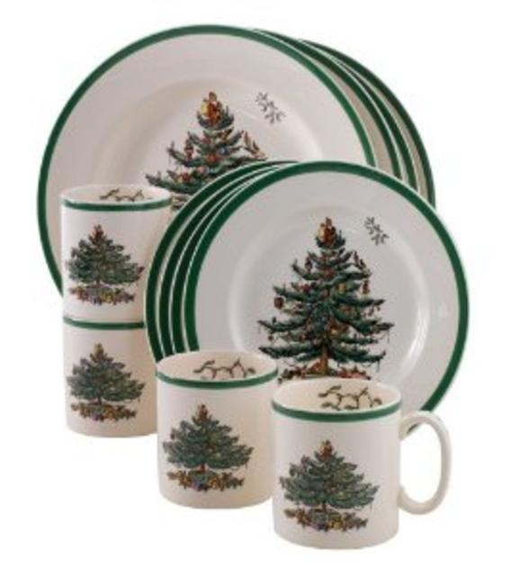 Spode Christmas Tree 12-Piece Dinnerware Set, Service for 4