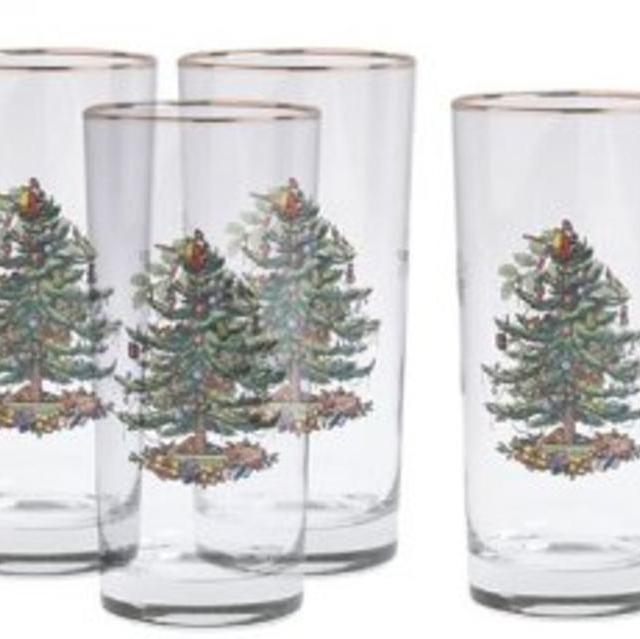 Spode Christmas Tree Hiball Glasses, Set of 4