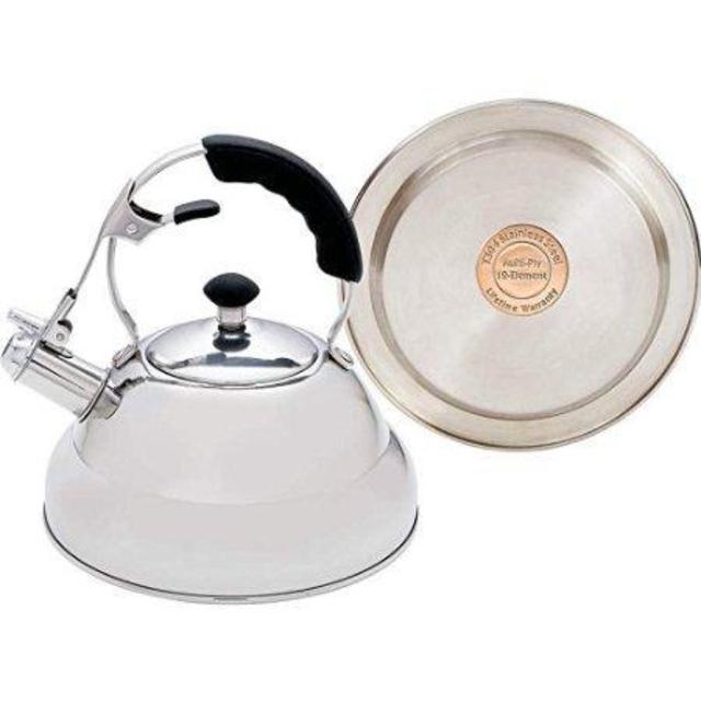 Chef's Secret KTTKC Surgical Stainless Steel Tea Kettle with Copper Capsule Bottom, Mirror Finish, 2.75 Quarts