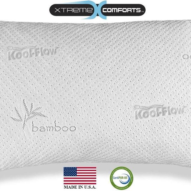 Hypoallergenic Bamboo Pillow - Shredded Memory Foam With Kool-Flow Micro-Vented Bamboo Cover - Hypoallergenic and Dust Mite Resistant (Queen)