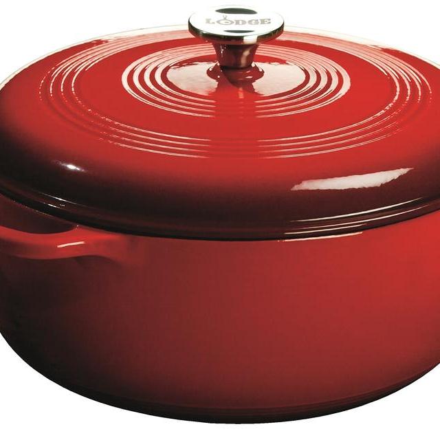 Lodge Color EC7D43 Enameled Cast Iron Dutch Oven, Island Spice Red, 7.5-Quart