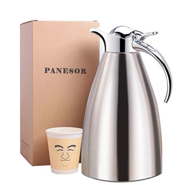 Panesor Thermal Coffee Carafe Insulated 68 Oz/2L, Vacuum Stainless Steel Tea Carafe Hot Coffee Pitcher Double Walled