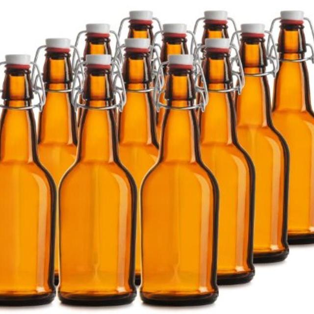 Chef's Star CASE OF 12 - 16 oz. EASY CAP Beer Bottles - AMBER