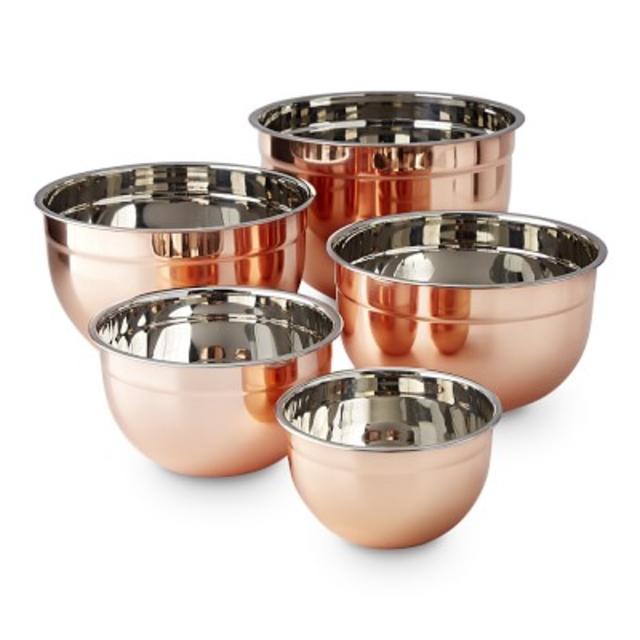 Set of 5 Copper Mixing Bowls