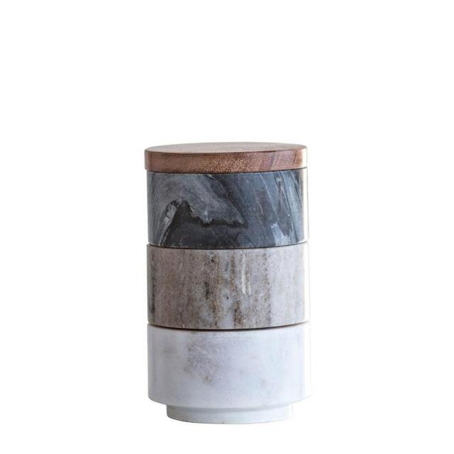 Marble Stacking Pinch Pots w/Acacia Lid