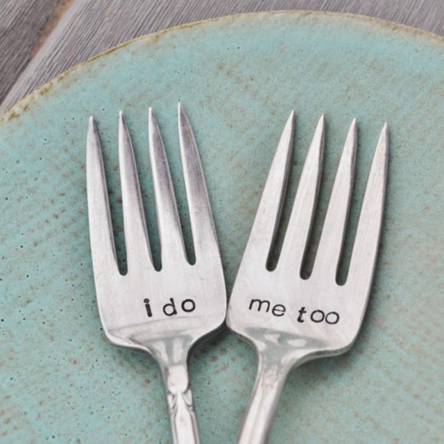 I do. Me too. Vintage Wedding Cake Fork Set Personalized with Your Wedding Date (Mismatched set)