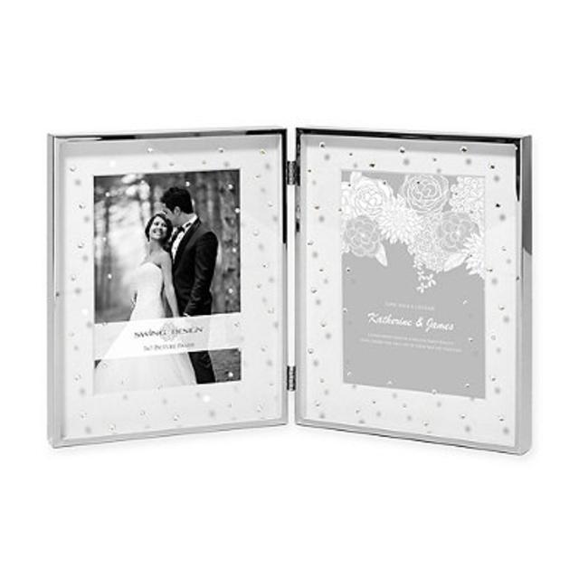 Swing Design® 2-Photo 5-Inch x 7-Inch Celia Silver Plate Wedding Frame
