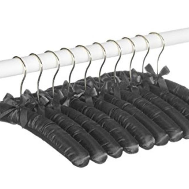 Whitmor Satin Padded Hangers in Black Set of 10