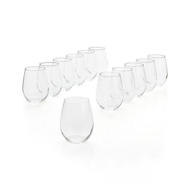 Set of 12 Stemless White Wine Glasses