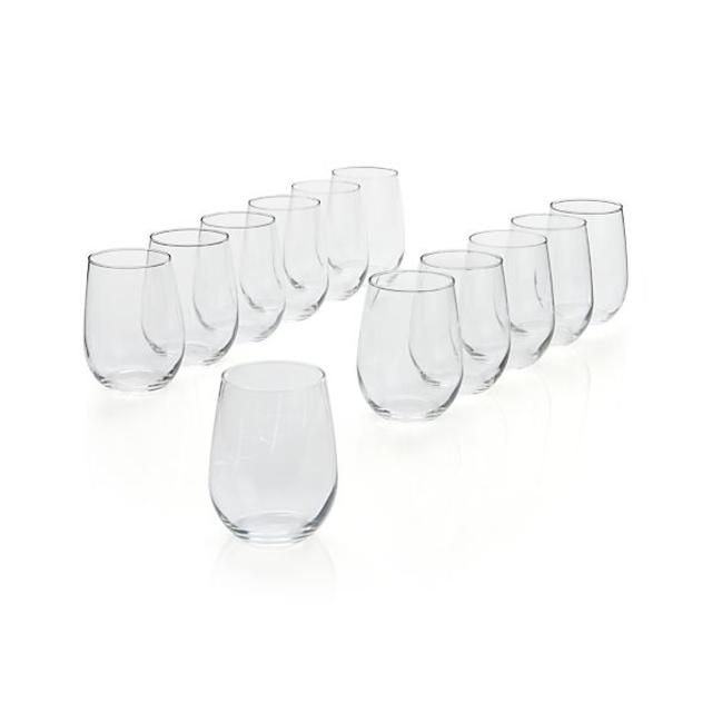 Set of 12 Stemless Red Wine Glasses