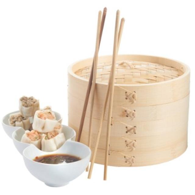 Bamboo Steamer Set w/ Chopsticks