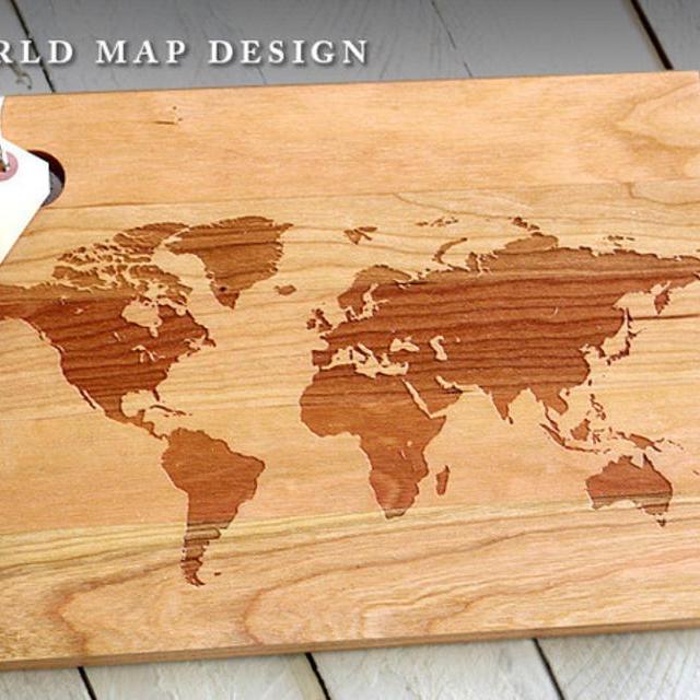 Cutting Board of World Map 16" x 11"