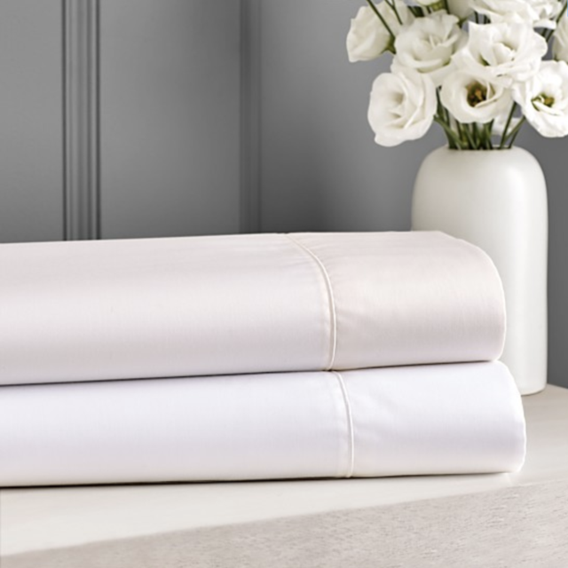 Hudson Park Collection 500TC Sateen Iron Free Queen Flat Sheet (White)