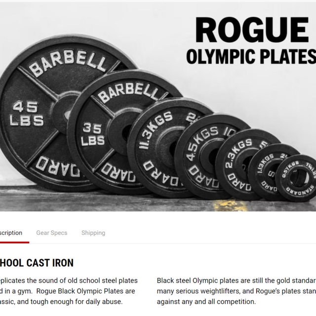 (2 5lb sets, 1 10lb set, 1 25lb set, 1 35lb set, 1 45lb set) Rogue Olympic Plates