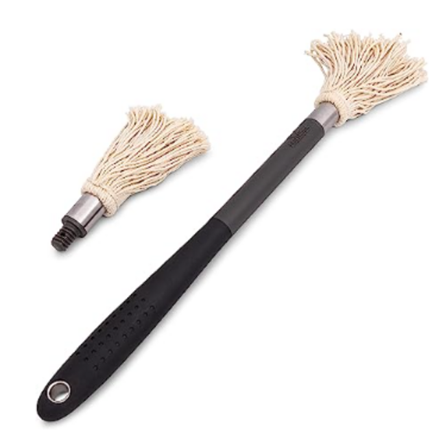 GRILLHOGS 18" Basting Mop - BBQ Mop Brushes for Sauce, Extra-Absorbent Double Head, Ergonomic Insulated Soft Grip Handle, Dishwasher Safe BBQ Grill Brush & Sauce Brush