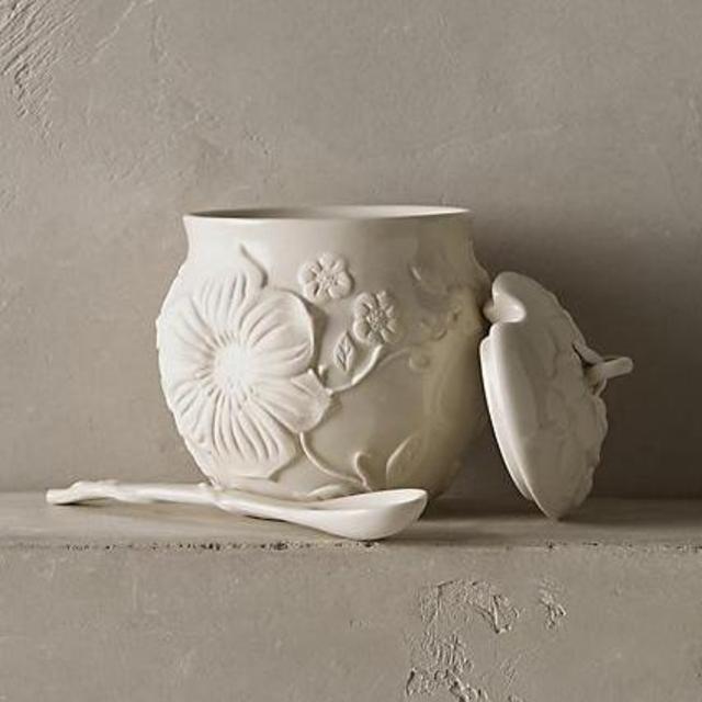 Petal Vines Sugar Bowl - White