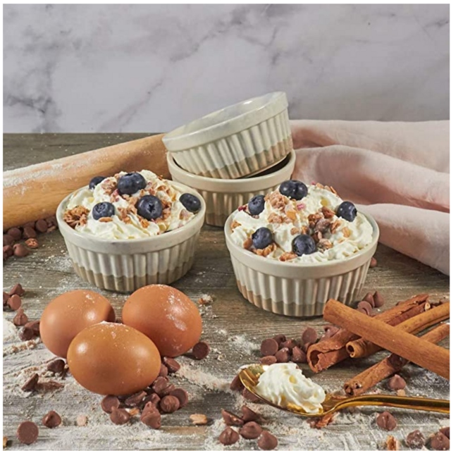 8oz Oven Safe Ramekins by CIROA | Set of 4 Marbled Bowls for Baking, Snacks, Dips and Condiments