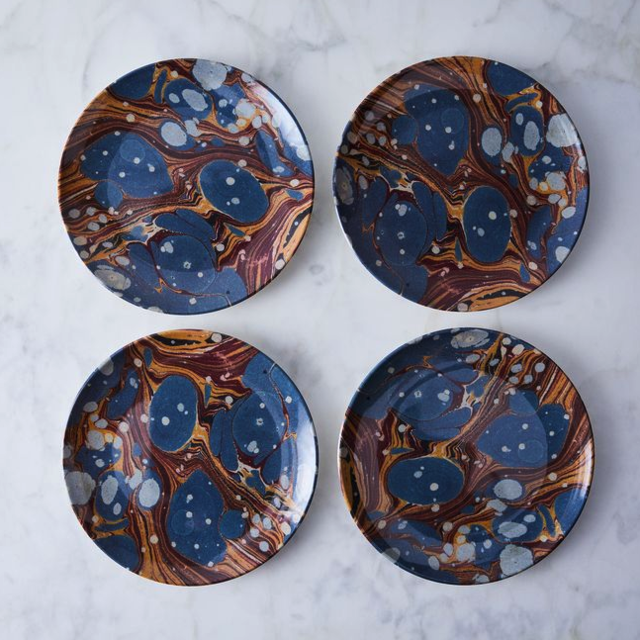 Ebru Print Melamine Plates (Set of 4) (Lawrence)